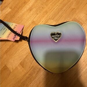 NWT Luv Betsey Rainbow Ombre Heart Shaped Coin Purse Pouch Wristlet wallet